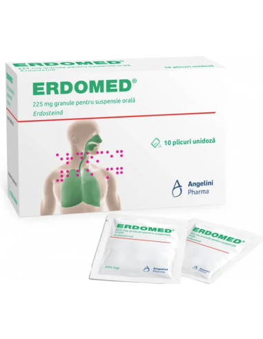 Erdomed 225 mg – granule pentru suspensie orală, 10 plicuri