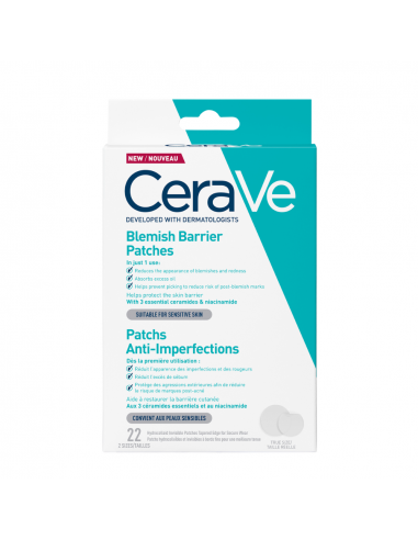 CeraVe Plasturi Anti-Imperfecțiuni – 22 buc (2 mărimi: 10 × 12 mm / 12 × 10 mm)