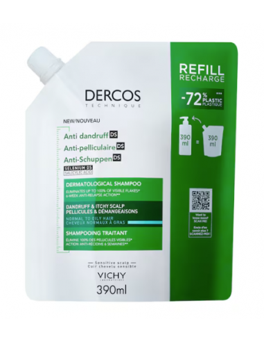 Vichy Dercos Șampon Anti-Mătreață păr normal/gras 390 ml (refill)