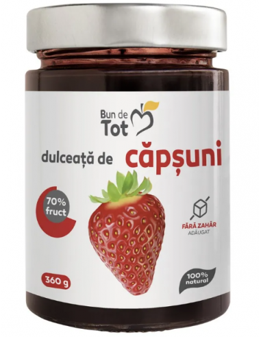 Dulceață de căpșuni „Bun de Tot” 360 g (fără zahăr)