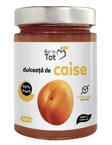 Dulceață de caise „Bun de Tot” 360 g (fără zahăr adăugat)