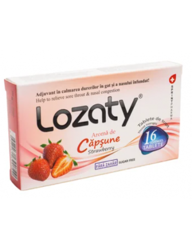 Lozaty aromă de căpșune fără zahăr – 2×8 lozuri (16 lozuri)