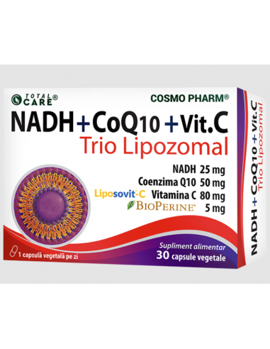 NADH + CoQ10 + Vitamina C Trio Lipozomal – 30 capsule vegetale