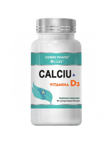 Calciu + Vitamina D3, 90 comprimate filmate