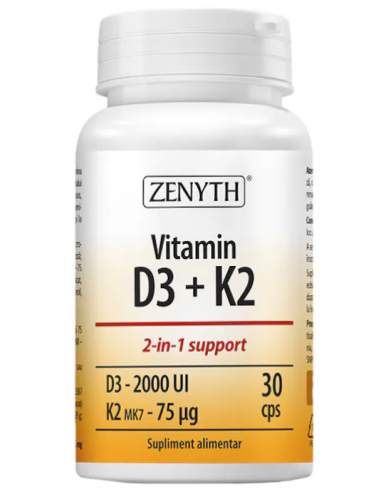 Vitamin D3 + K2 – 30 capsule, Zenyth