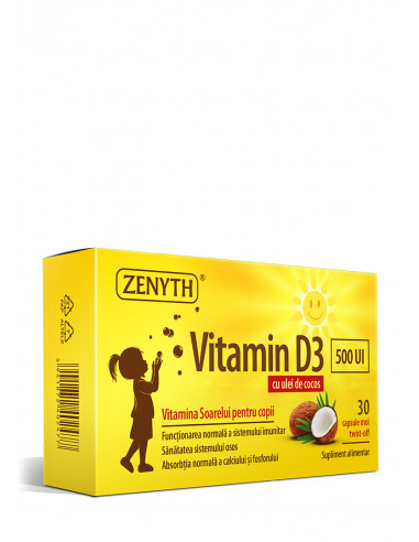 Vitamina D3 500 UI copii – Zenyth, 30 capsule moi