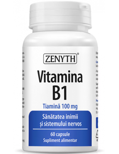 Vitamina B1 (Tiamină) 100 mg – 60 capsule, Zenyth