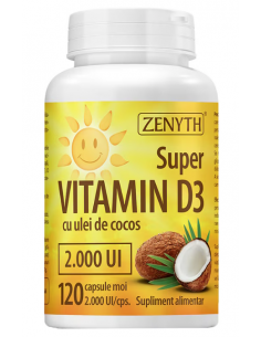 Super Vitamina D3 2000 UI cu ulei de cocos – 120 capsule
