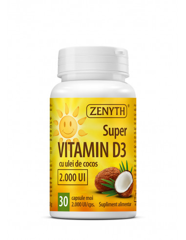 Super Vitamina D3 2.000 UI cu ulei de cocos – 30 capsule