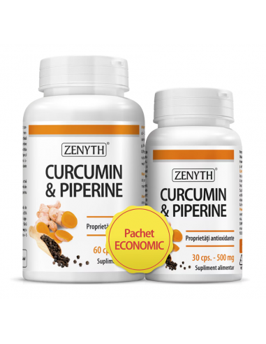 Pachet Curcumin & Piperine – 60 + 30 capsule