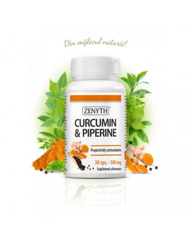 Curcumin & Piperine 500 mg – 30 capsule, Zenyth
