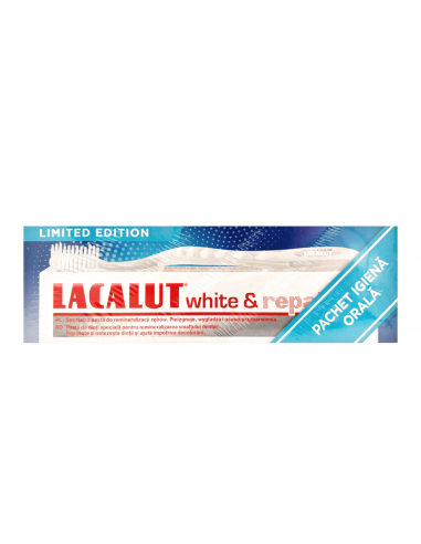 Lacalut White & Repair paste de dinți + periuță, 75 ml