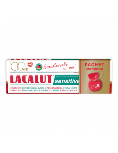 LACALUT Sensitive (75 ml) + ață dentară (10 m) — pachet aniversar
