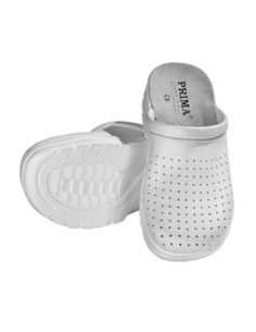 Saboți medicali albi fără baretă din piele perforată, nr. 37