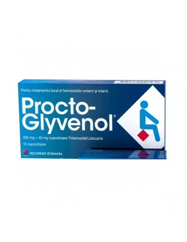 Procto-Glyvenol 400 mg + 40 mg, 10 supozitoare
