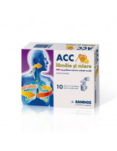ACC lămâie şi miere 600 mg – 10 plicuri