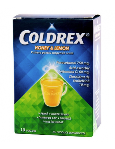 Coldrex Honey & Lemon pulbere orală 5 g x 10...