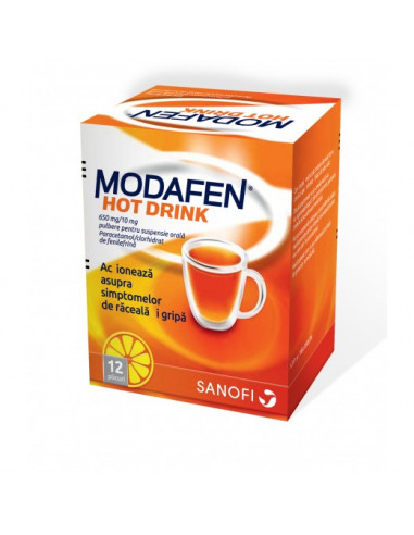 Modafen HotDrink 650mg/10mg x12plicuri, Sanofi...