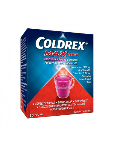 Coldrex maxgrip fructe de padure si mentol x 10...