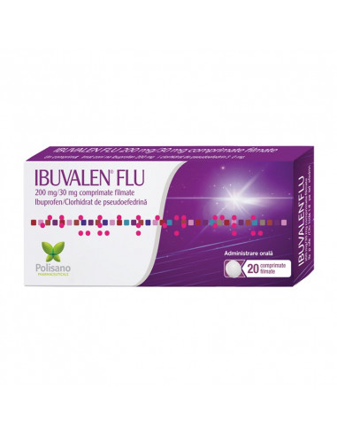 Ibuvalen Flu  200mg/30mg x 20 cpr, Polipharma