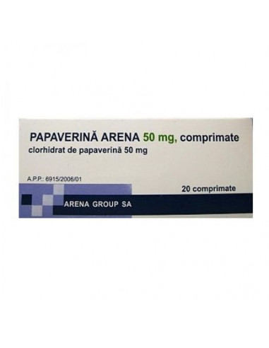 Papaverina 50mg x 20cpr, Arena Group Sa
