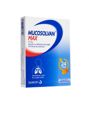 Mucosolvan Max 75mg x 20cps.elib.prel, Sanofi...