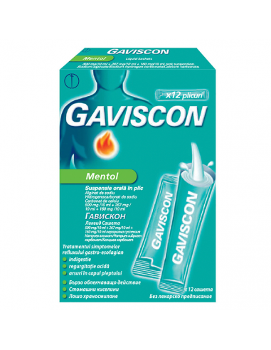 Gaviscon mentol susp orala 10ml x 12pl, Reckitt...