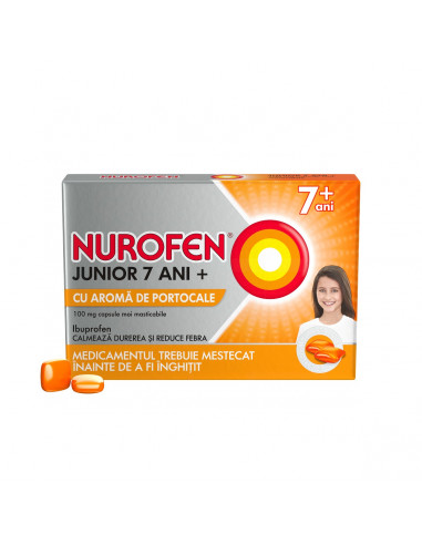 Nurofen junior 7 portocale 100 mg x 12cps moi,...
