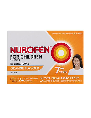Nurofen junior 7 portocale 100 mg x 24cps moi,...