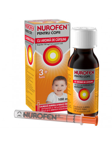 Nurofen sirop copii aroma capsuni 1fl x 100ml,...