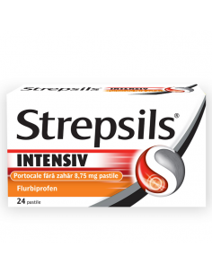 Strepsils intensiv portocale fara zahar x 24cp, Reckitt...