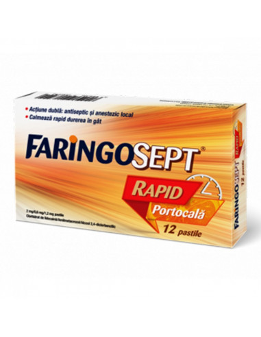 Faringosept rapid portocale x 12 cp, Terapia Sa...