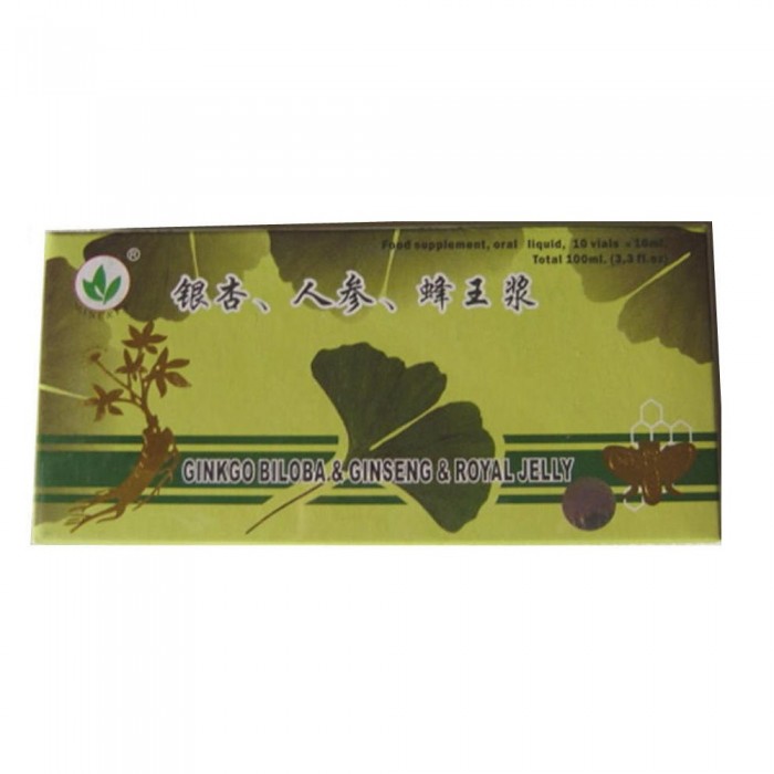 Ginkgo Biloba-Ginseng royal jelly 10 flacoane x 10 ml, Minerva