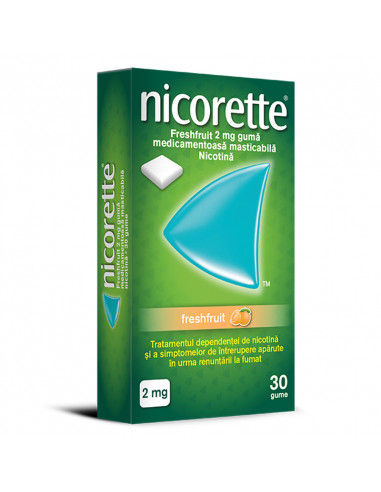 Nicorette Freshfruit 2 mg, 30 gume medicamentoase