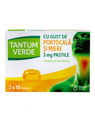 Tantum verde cu portocala si miere x 20 pastile