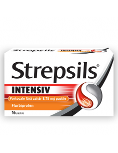Strepsils intensiv portocale fara zahar x 16cp, Reckitt...