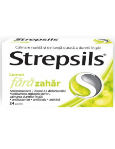 Strepsils lemon fara zahar x 24 pastile, Reckitt...