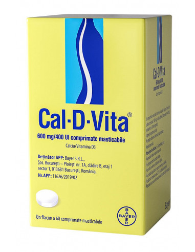 Cal-D-Vita 600mg/400UI 1fl x 60cp.mast, Bayer...