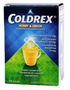 Coldrex Honey&Lemon pulb.orala 5g x 10pl, Omega Pharma Sa