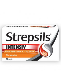 Strepsils intensiv portocale fara zahar x 16cp., Reckitt...