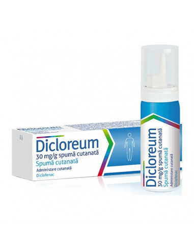 Dicloreum spumÄƒ cutanatÄƒ 30 mg/g x 50 g, Alfa...