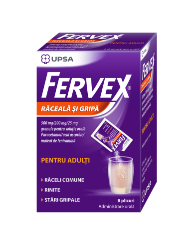 Fervex Raceala si Gripa Adulti x 8pl, Upsa