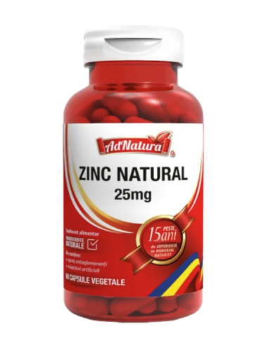 Zinc natural 25 mg x 60 capsule – AdNatura