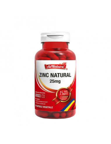 Zinc natural 25 mg x 30 capsule – AdNatura