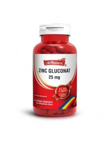 Zinc gluconat 25 mg x 60 capsule – AdNatura