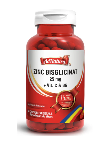 Zinc bisglicinat 25 mg + Vitamina C & B6 x 60...