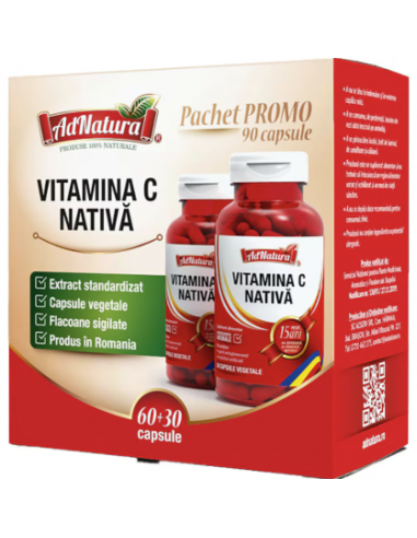Vitamina C nativă PAC x 60 + 30 capsule – AdNatura