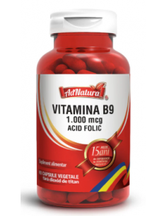 Vitamina B9 1.000 mcg (acid folic) x 60 capsule – AdNatura