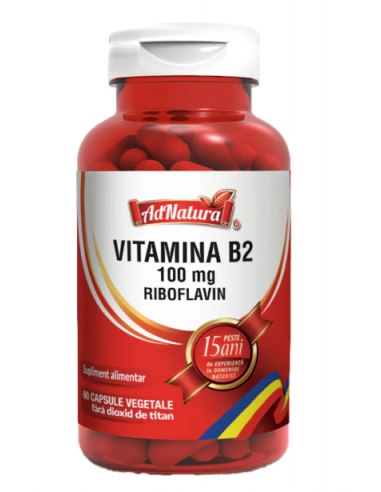Vitamina B2 100 mg (riboflavină) x 60 capsule –...