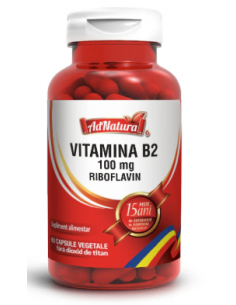 Vitamina B2 100 mg (riboflavină) x 30 capsule – AdNatura